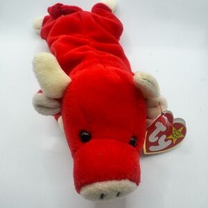 TY Beanie Baby “Short the Red Bull” #4002 Plush with Tag Retired Collectible